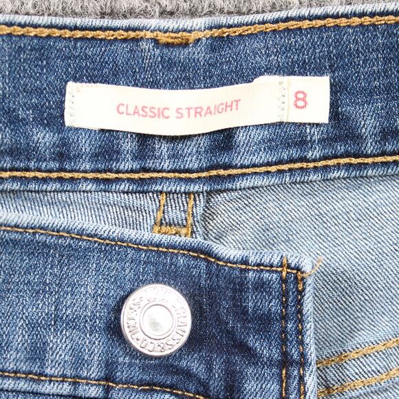 Levi’s Classic Straight Womens 8 Blue Mid Rise Stretch Jeans W29 L23 Light Wash - Picture 5 of 12